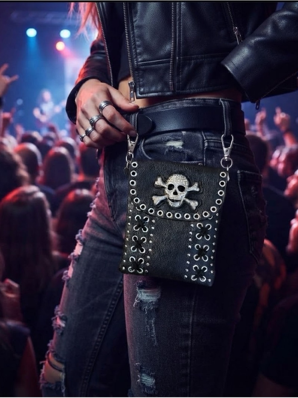 Rocker / Biker Chic Skull & Crossbones Belt Loop Holster Purse